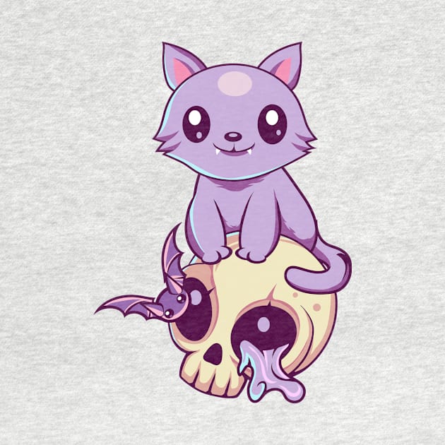 Skull Cat Kawaii by DionArts